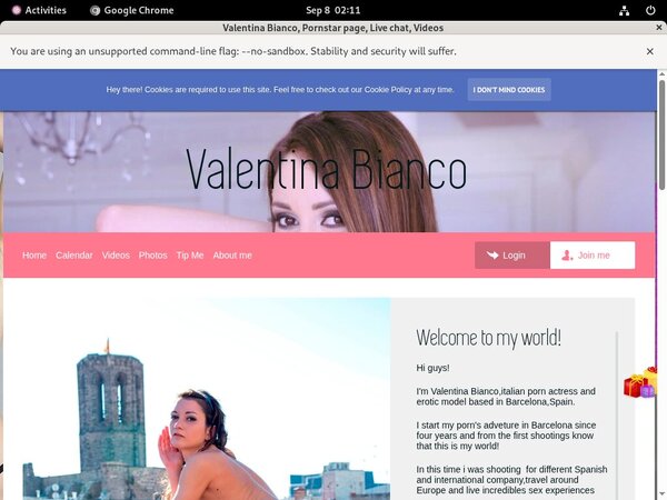 Valentinabiancox.com Signup Page